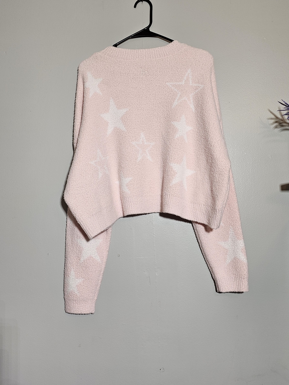 As Revival Cozy Pink Star-Pattern Crewneck Sweater for Women